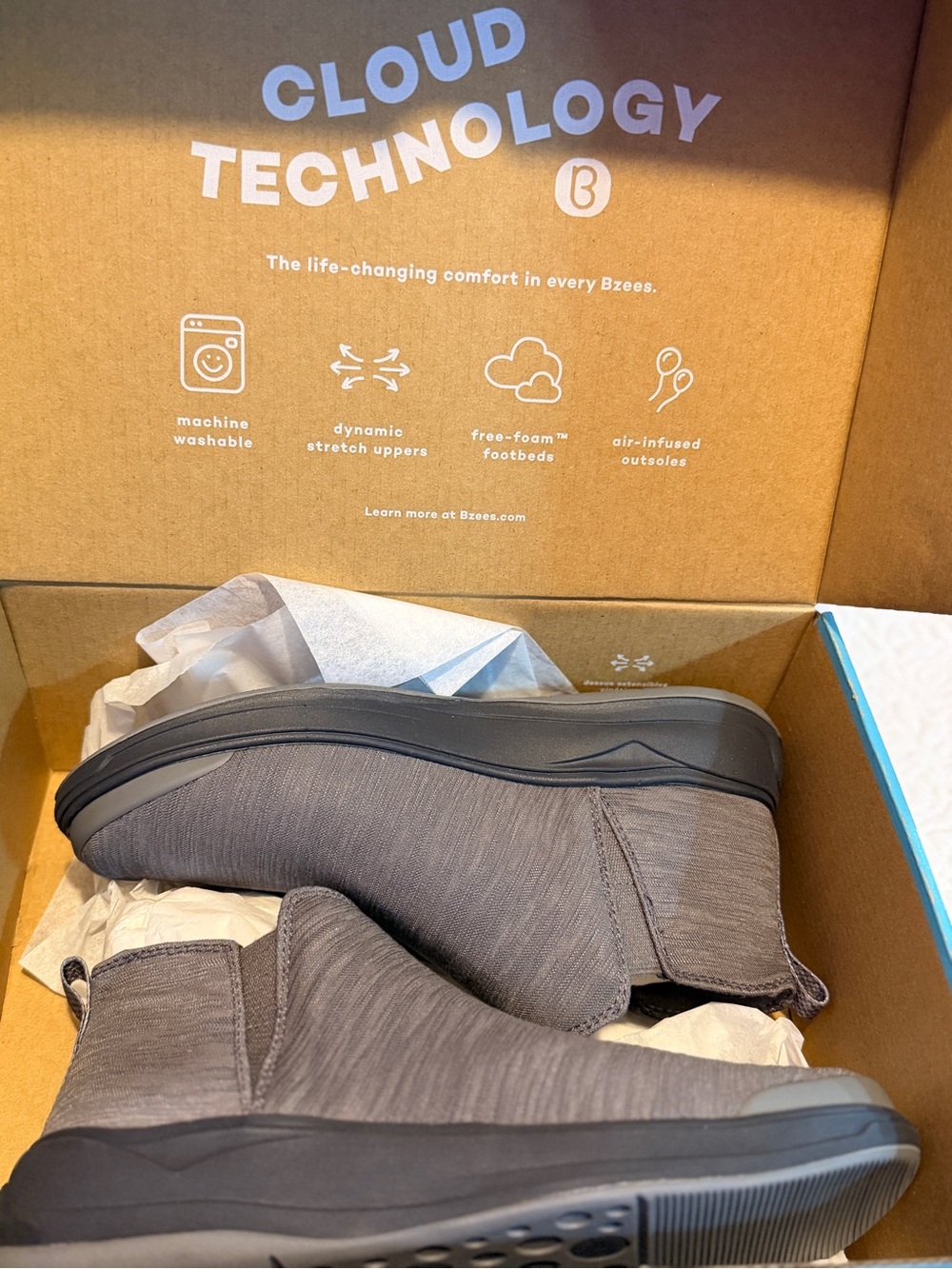Bzees Slip-On Loafers in Gray